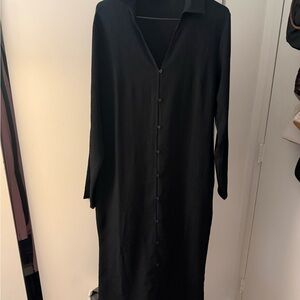 OAK + FORT Black linen collared dress